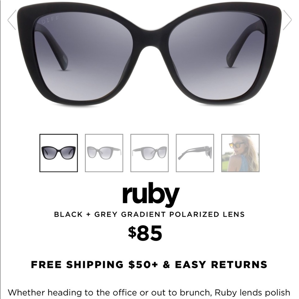 NWT DIFF RUBY BLACK & GREY POLARIZED SUNGLASSES